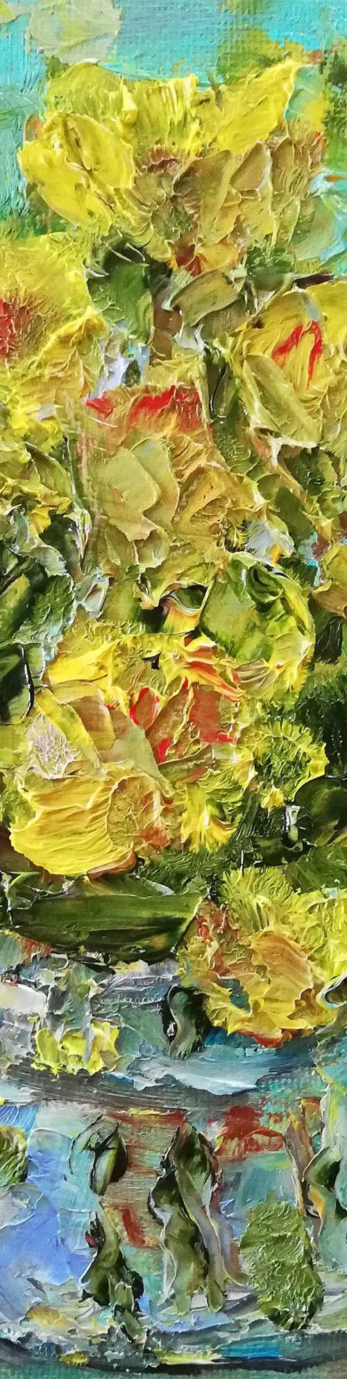Yellow Flowers in Vase by Katia Ricci