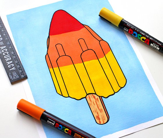 Rocket Lolly - Pop Art Painting On A4 Paper (Unframed)