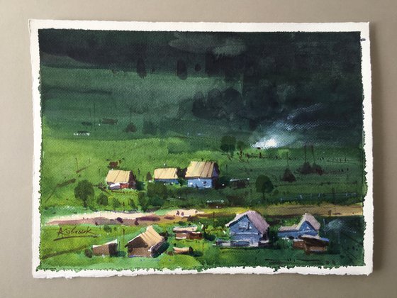 Carpathian Smoke with Houses