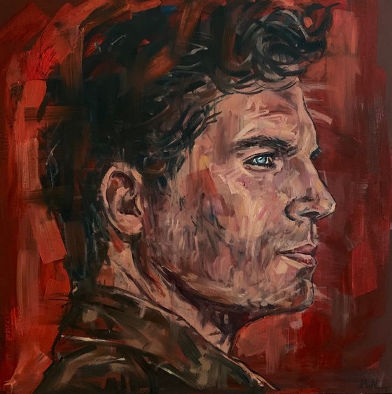 Male portrait superman actor man painting