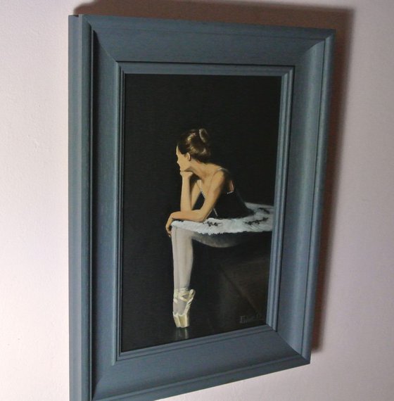 Waiting in the Wings,  Ballet Shoes, Ballet Painting, Ballerina, Dance, Framed and Ready to Hang