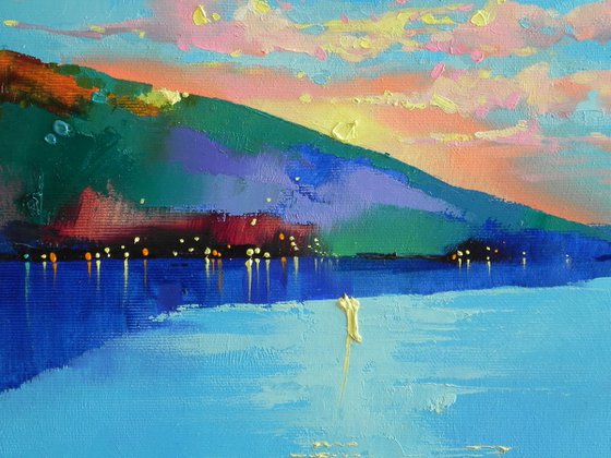 "Shimmering the Bay II" Original painting Oil on canvas Abstract Landscape
