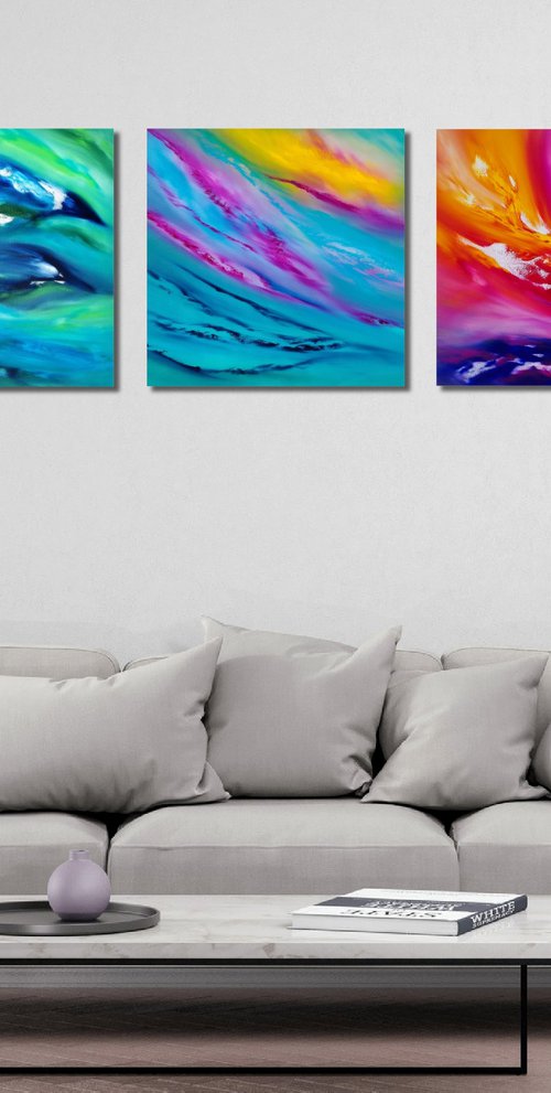 "Final journey, Triptych" n° 3 Paintings by Davide De Palma