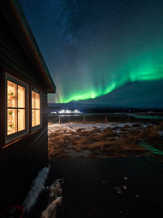 STARRY SKY AND NORTHERN LIGHT
