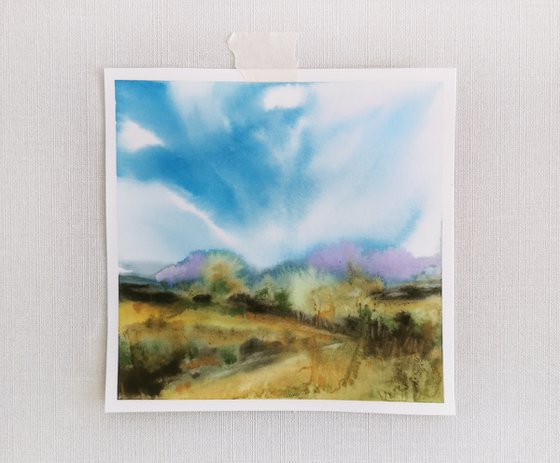 Landscape set, small watercolor paintings