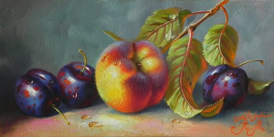 "Fruit still life" Oil on canvas Original art Kitchen decor
