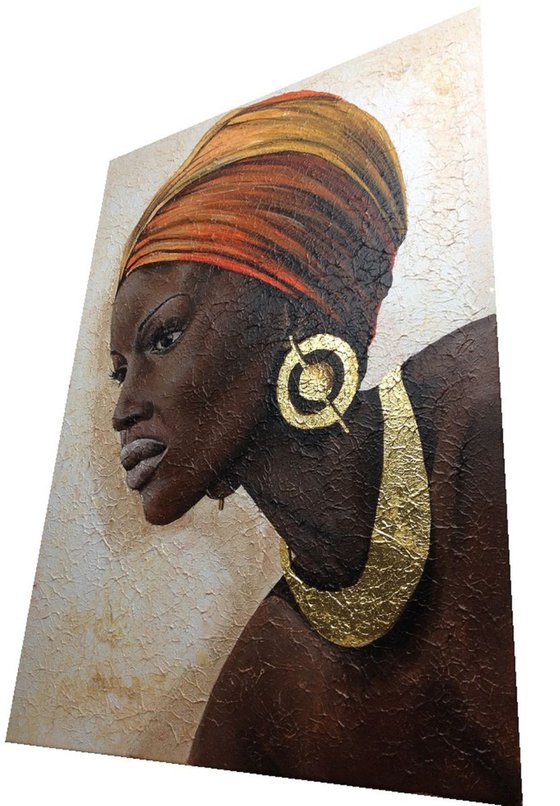 African womn portrait. 24 carat gold.