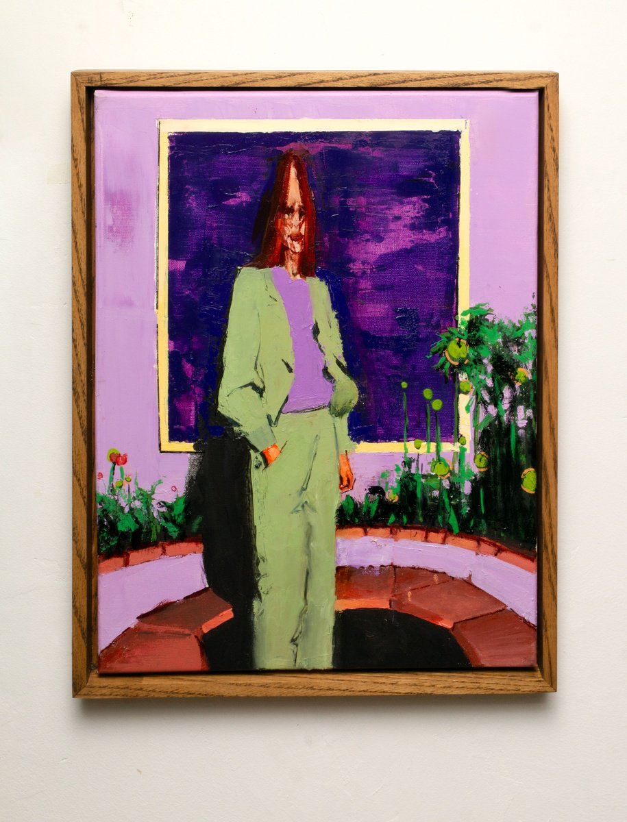 Expressive Portrait Oil Painting By Bohdan Katolyk, 13 X 17, Garden Of Solitude, Original Artwork