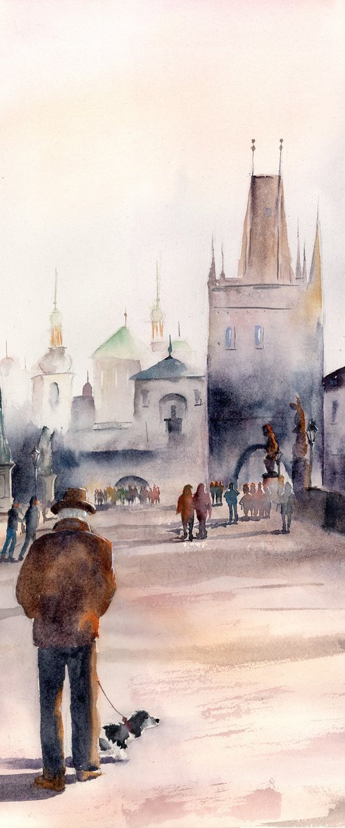 Morning Walk On Charles Bridge by Olga Tchefranov (Shefranov)