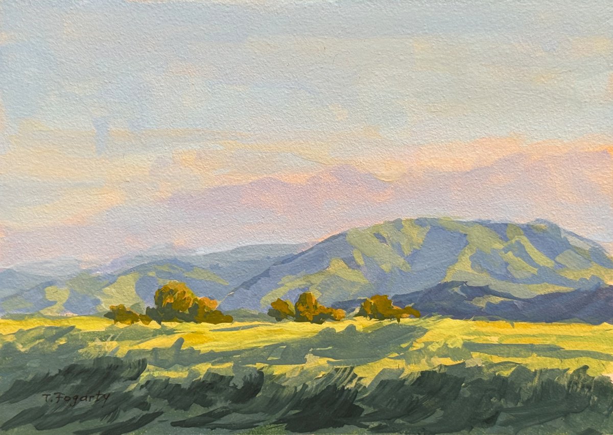 Impressionistic Painting , Afternoon Light Temecula Hills By Tatyana Fogarty, 7 X 5, Artwork For Sale On Artfinder