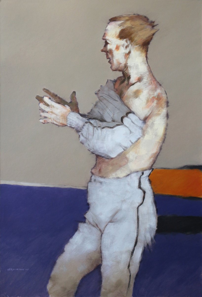 Portrait Acrylic Painting By Nicholas Robertson, 21 X 31", Jogger, Original Artwork