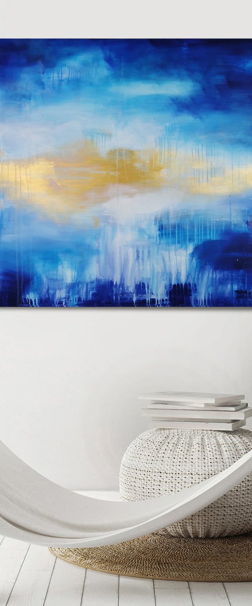 FLOATING GOLD #8 - Large abstract Seascape by Stefanie Rogge