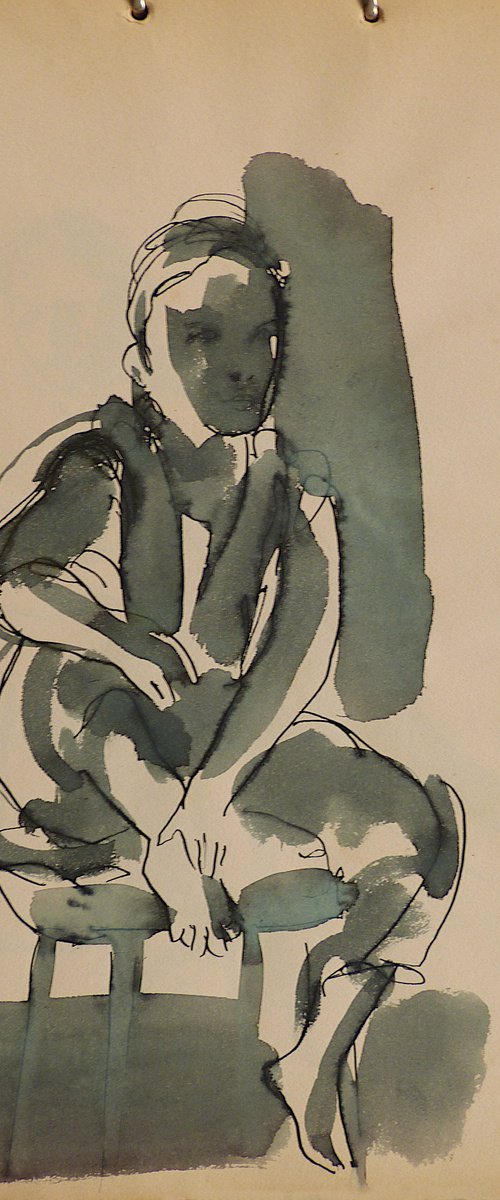 The Model 1991-1, vintage drawing 24x32 cm by Frederic Belaubre