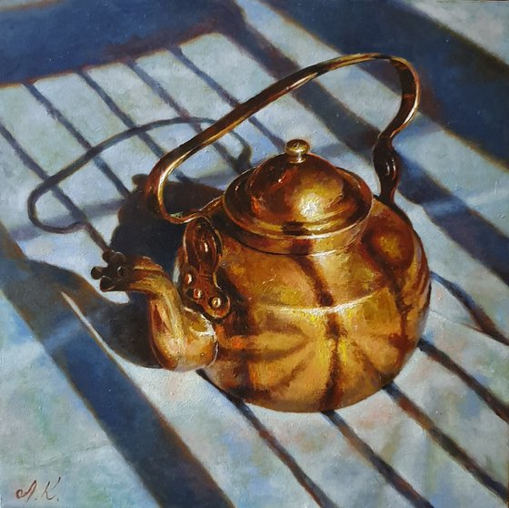 "Old friend.." still life  old teapot  liGHt original painting  GIFT (2020)
