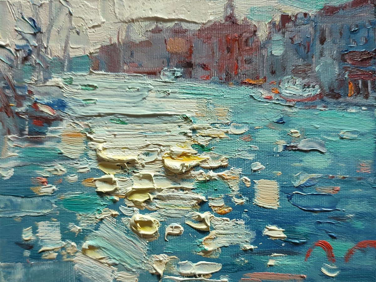 Impressionistic Landscape Oil Painting By Pavel Guliaev, 8 X 6", Sea Landscape, Original Artwork