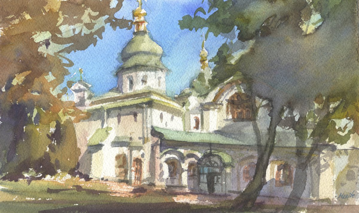 St. Sofia Cathedral in Kyiv - 2 by Merite Watercolour