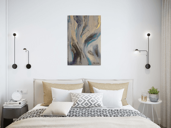 Abstract painting - "Summer waves" - Abstraction - Calm - Minimalism - Grey abstract