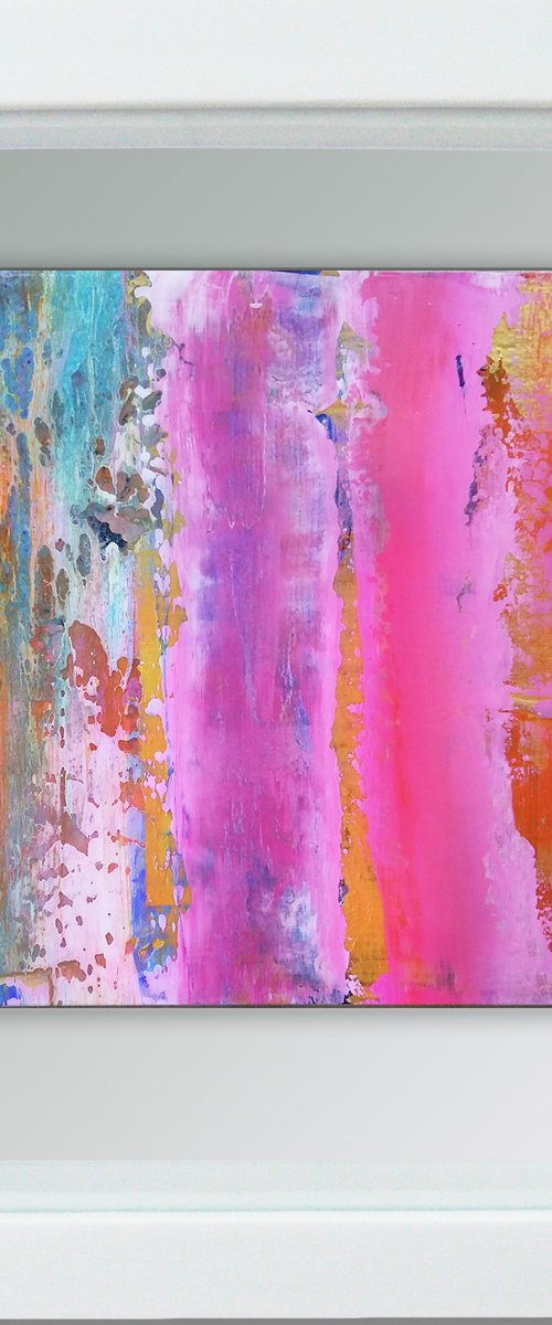 Framed ready to hang original abstract  - colours #9 by Carolynne Coulson