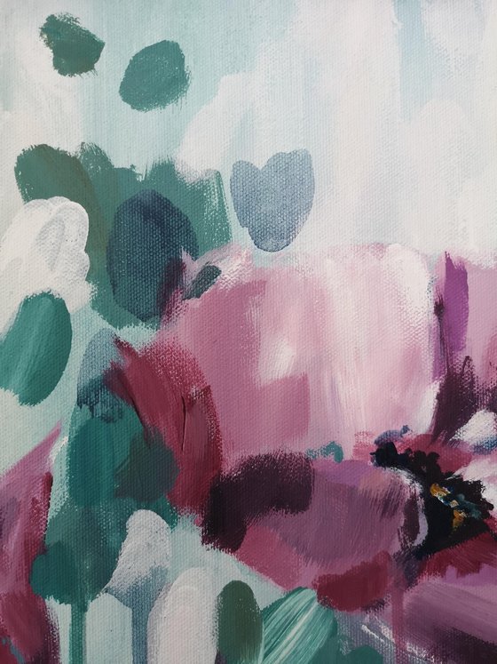 'Breaking Free' - Large abstract floral canvas painting
