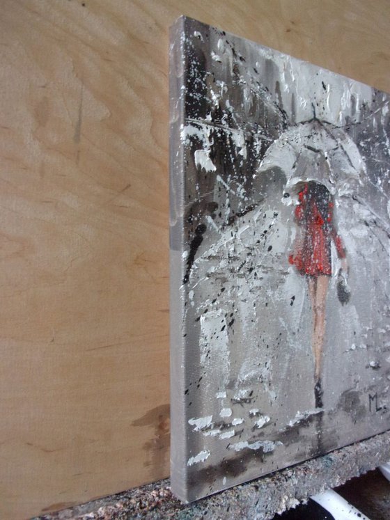 " RAINY FAIRY " original painting CITY palette knife