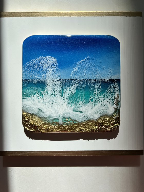 "Little wave" #11 - Miniature square painting