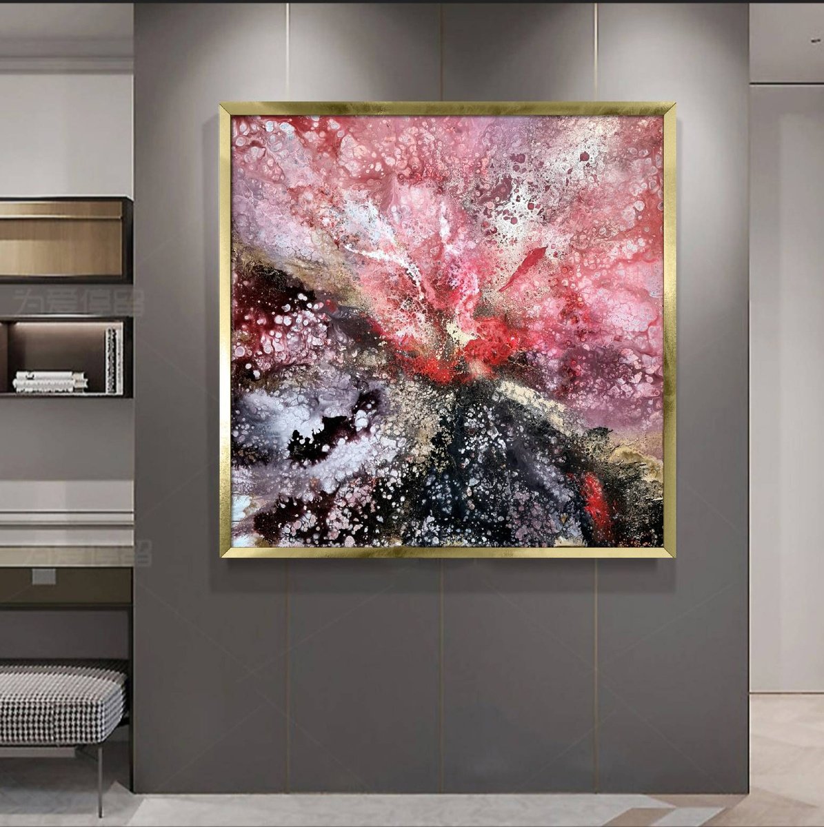 Abstract Painting By Eleni Denart, 32 X 32, Passionate Emotions, Original Artwork