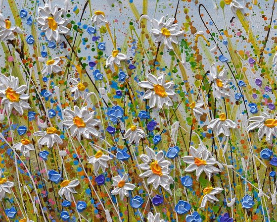 Daisies in July - wildflower meadow painting