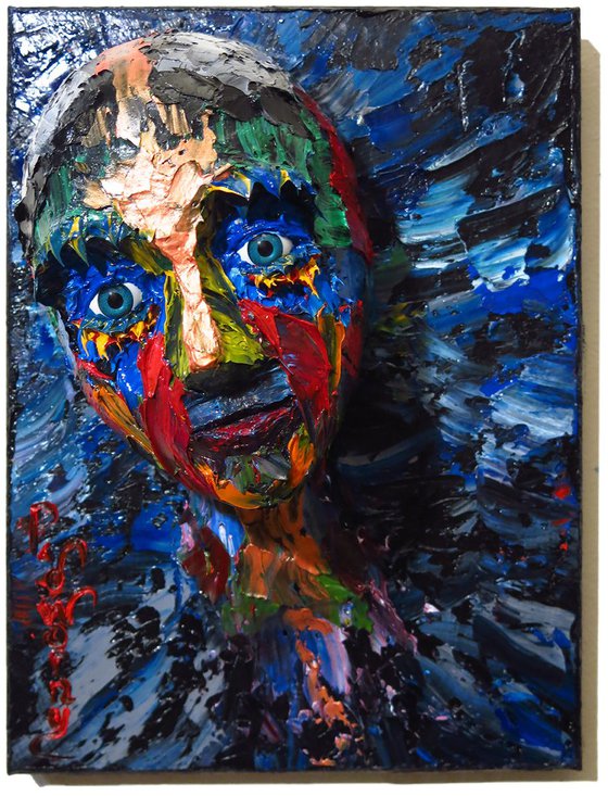 Original Oil Painting Abstract Portrait Expressionism Art Sculpture