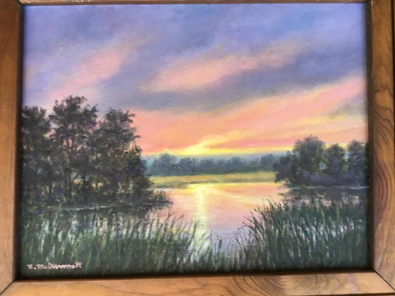 SALT MARSH SUNDOWN oil 11X14