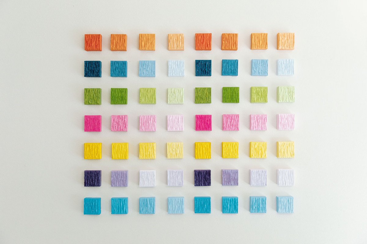 Abstract Acrylic Painting By Daniela Pasqualini, 54 X 48, Living In Colors Ii Composition Of 56 Paintings, Original Artwork