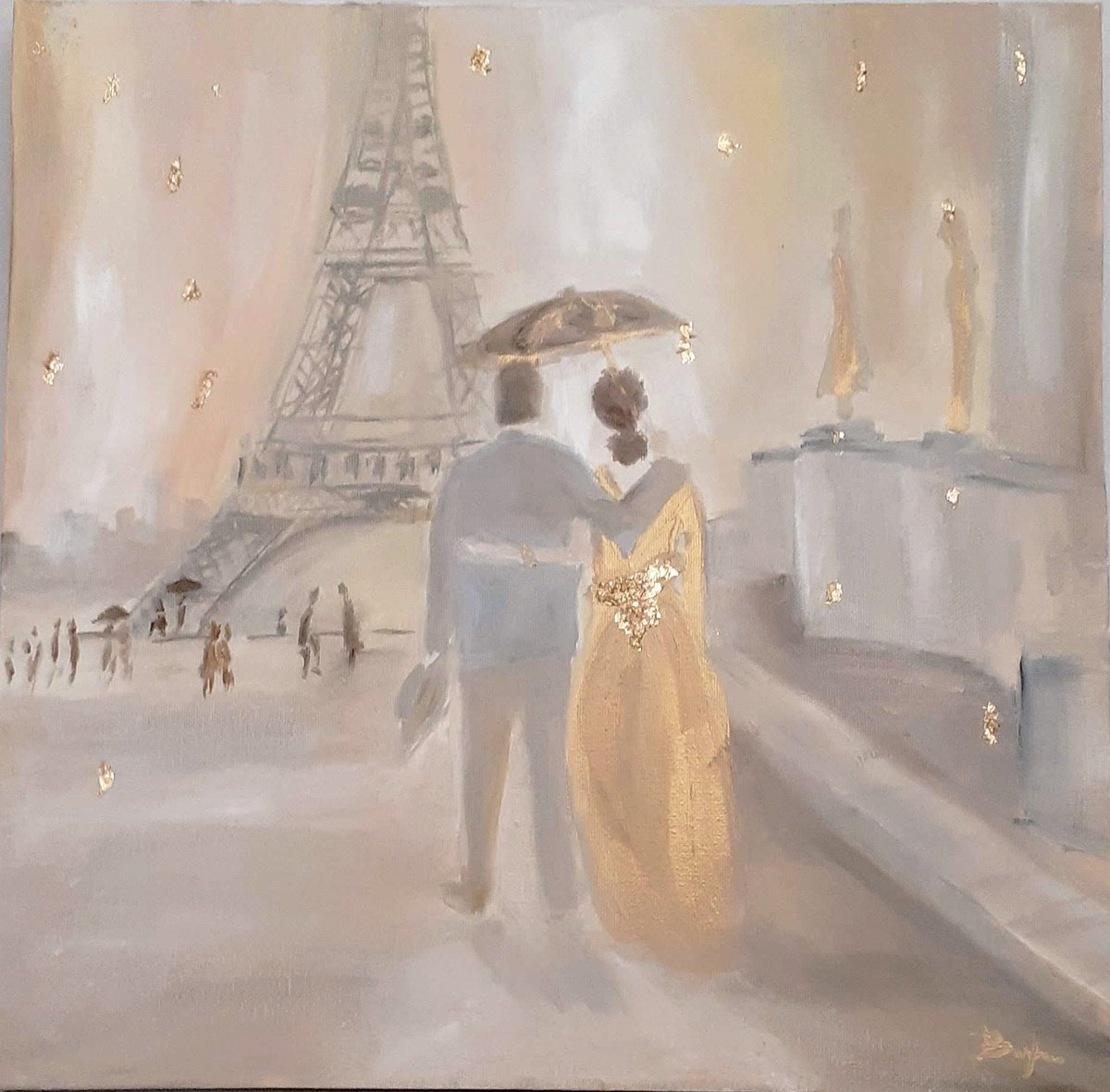 In love in Paris Oil Painting Paris love story by Veronika Joy