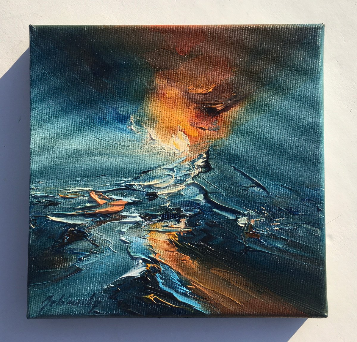 Abstract Landscape Oil Painting By Beata Belanszky Demko, 8 X 8, - 20 Seconds - ?, Original Artwork