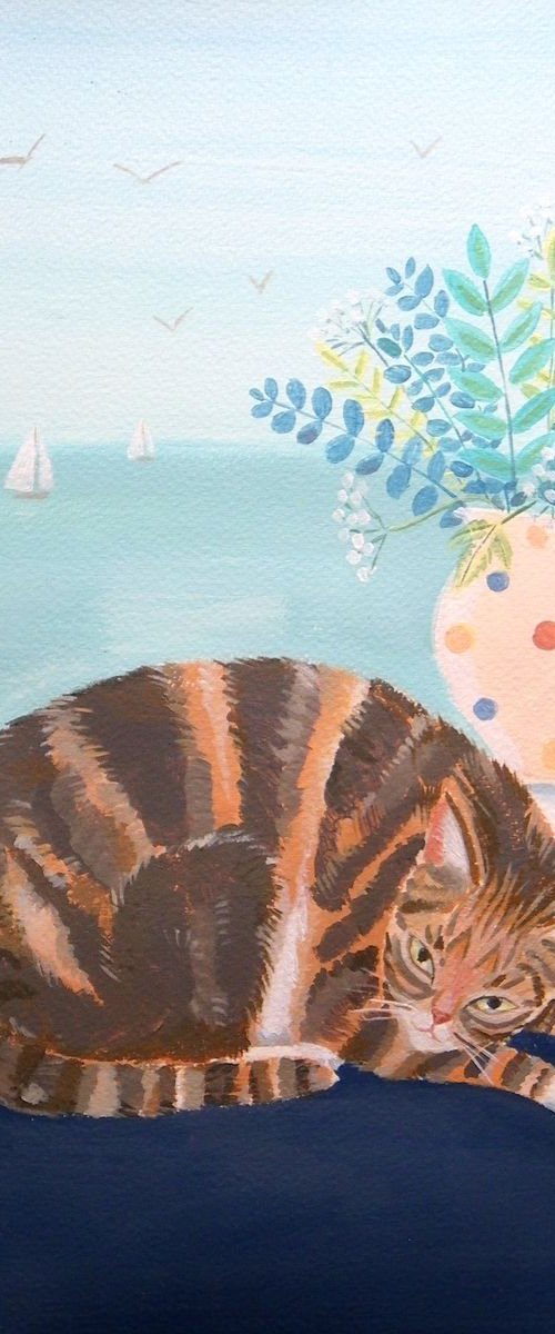 Tabby in the Window by Mary Stubberfield