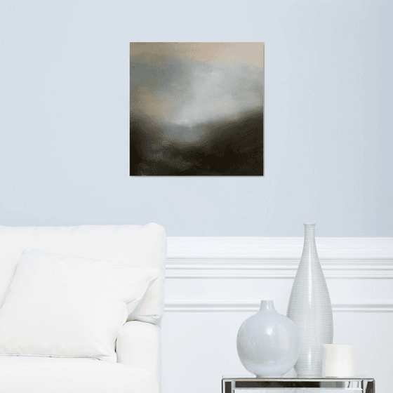 Serenity 50X50 cm  - gold particles original oil painting landscape gift modern urban art office art decor home decor gift idea