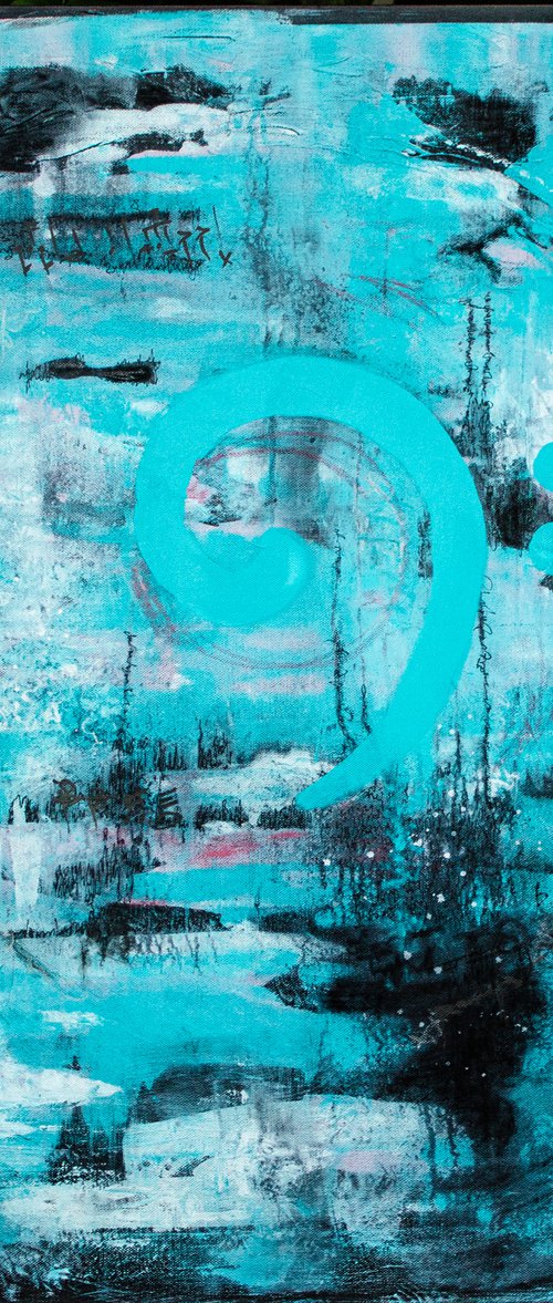 Big size abstract painting BASS CLEF by Mila Moroko