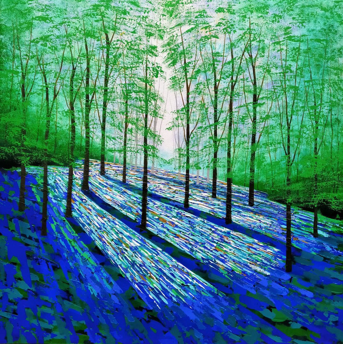 Impressionistic Landscape Acrylic Painting By Amanda Horvath, 30 X 30, Summer Enchantment, Original Artwork