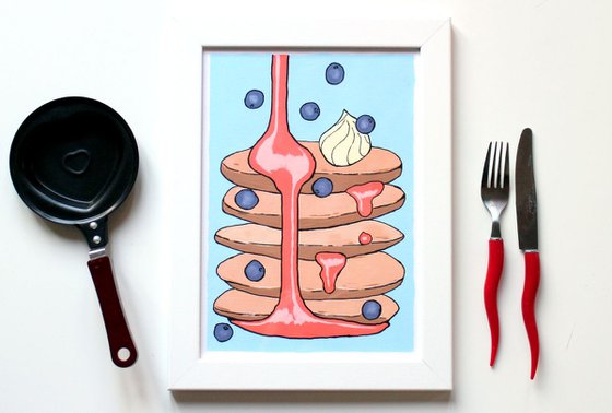 Pancake Tower Pop Art Painting On A4 Paper Unframed