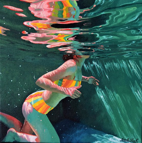 Underneath LVXII - Miniature swimming painting