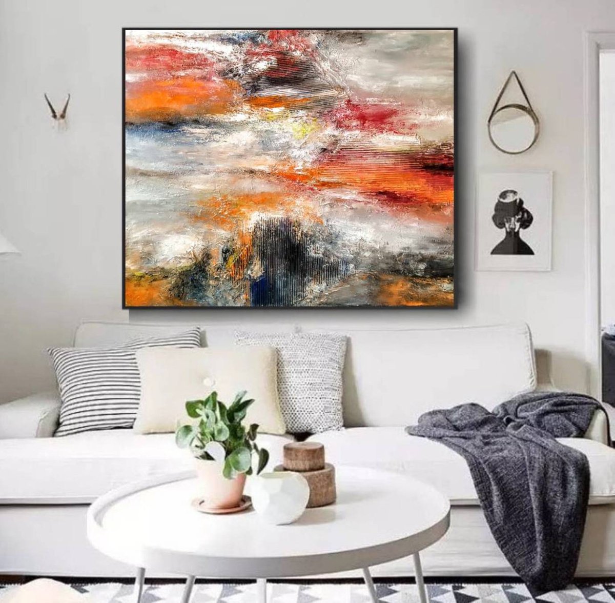 Sunset 120x100cm Abstract Textured Painting by Alexandra Petropoulou