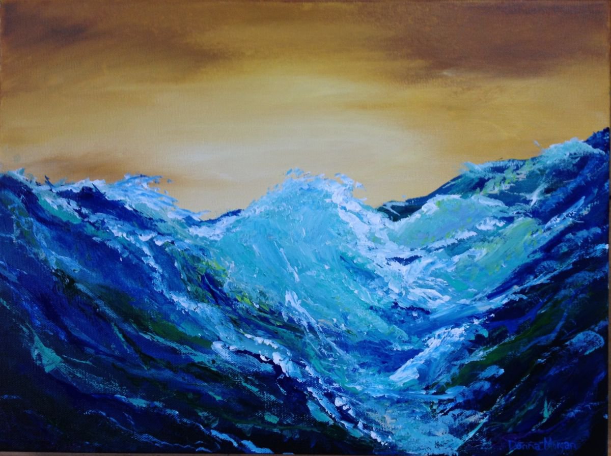 Impressionistic Landscape Acrylic Painting By Donna Daniels, 16 X 12, Rising Tide, Original Artwork