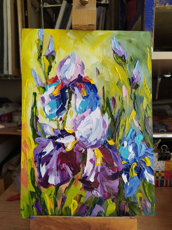 Irises - flowers, oil painting, irises flowers, gift idea