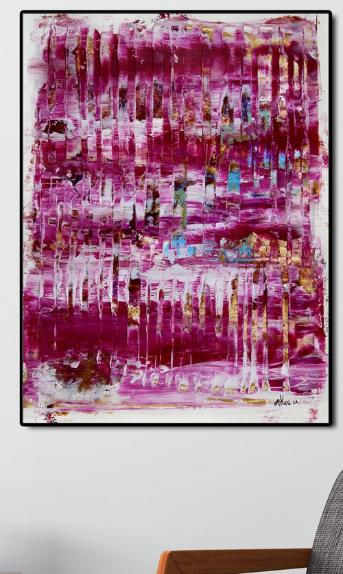 Dreams in pink | Abstract painting on paper by Nestor Toro