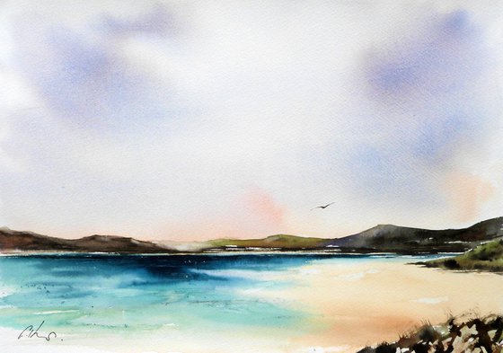 Luskentyre Beach. Original Watercolour Painting.
