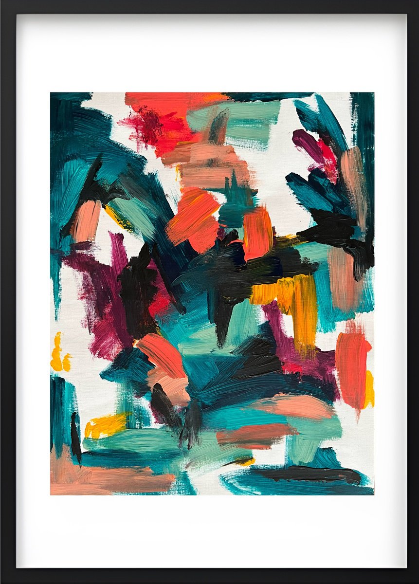 Abstract Acrylic Painting By Carla Sa Fernandes, 20 X 28, Brushed To Life #1, Original Artwork