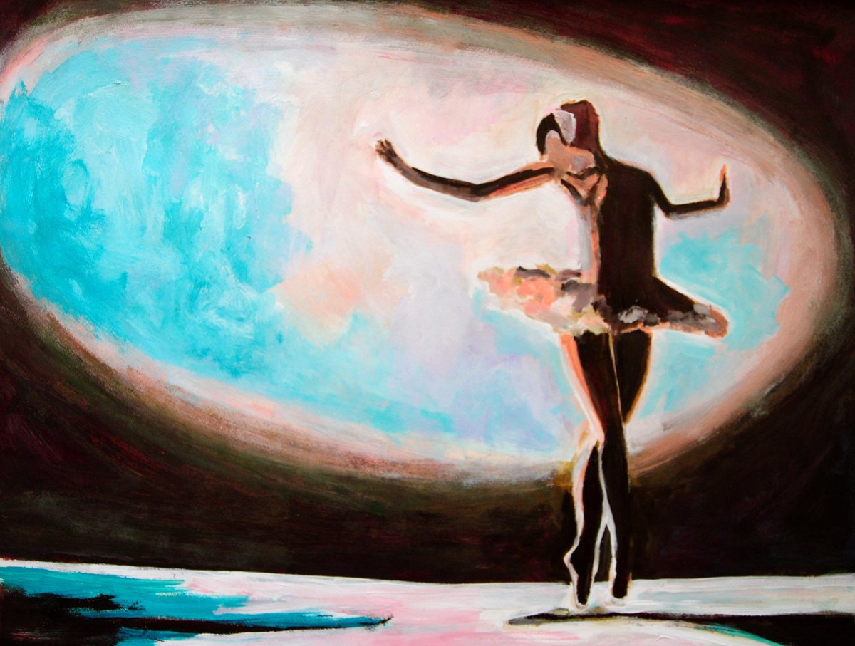 Urban And Pop Portrait Acrylic Painting By Alexandra Djokic, 28 X 21, Ballerina, Original Artwork