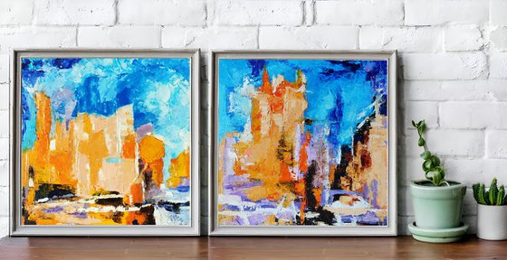 Abstract cityscape (diptych)