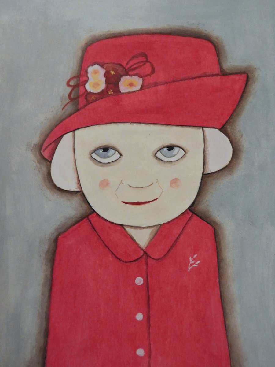 Queen (in vermillion color) - oil on paper by Silvia Beneforti