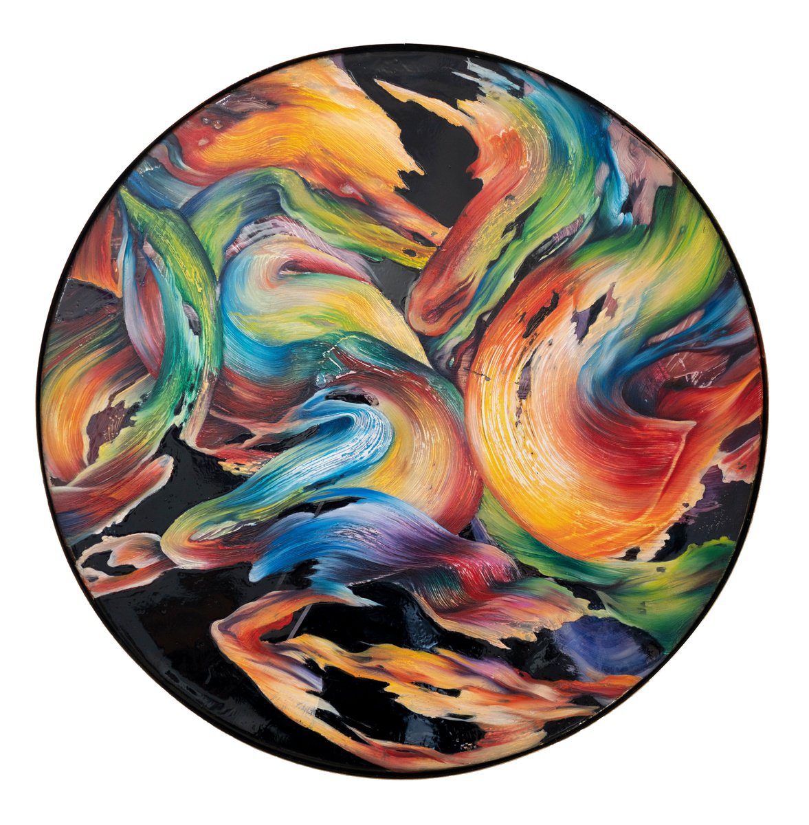 Abstract Oil Painting By Marjan Fahimi, 32 X 32", Dancing In The Dark, Original Artwork