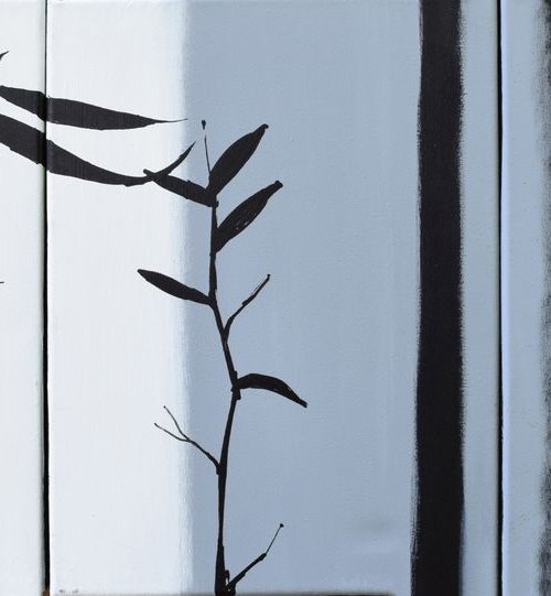 Bamboo " grey scale 3 panel wall abstract by Stuart Wright