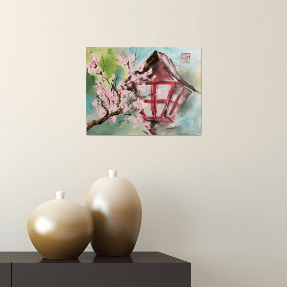 Street lamp and sakura